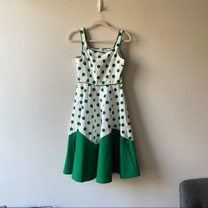 Vintage green polka dots dress